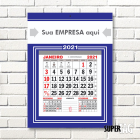 Calendário Folhinha Mini Comercial de Parede 2025 - Tamanho Médio Papel Duplex 250g + Bloco Apergaminhado 56g 19x27,5 cm 4x0  Corte Reto 