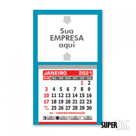 Calendário Cartão Postal de Geladeira com Imã 9 x 14 cm Papel Offset 240g 9 x 14 cm 4x0  Corte Reto 