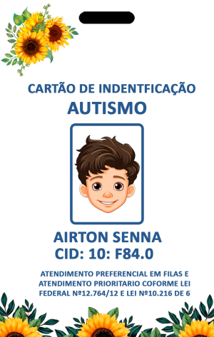 Crachá de Identificação Autismo - PVC Plástico PVC com impressão digital 8,6cm x 5,5cm e espessura 0,76mm.  Laminado  Crachá de Identificação Autismo com Cordão Quebra Cabeça