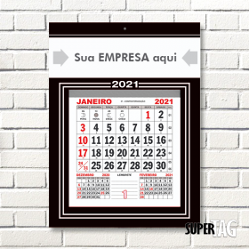 Calendário Folhinha Comercial de Parede 2025 - Tamanho Grande Papel Duplex 250g + Bloco Apergaminhado 56g 27x36.5 cm 4x0  Corte Reto 