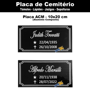 Placa de Cemitério de ACM - Lápides - Túmulos - Jazigo - Sepulturas Alumínio Composto - ACM    Gravação em Laser 